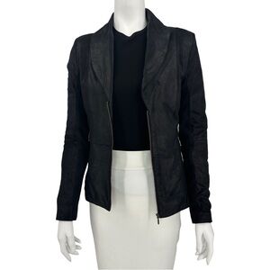 Alpinestars fitted black leather suede jacket. 100% leather. 100% silk lining.